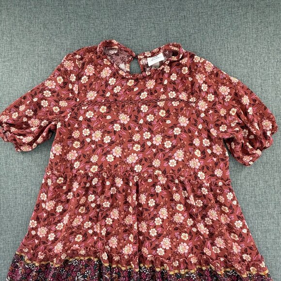 Knox Rose Boho Dress Round Neck Medium Floral Rayon Knee Length half Sleeves - Picture 5 of 14
